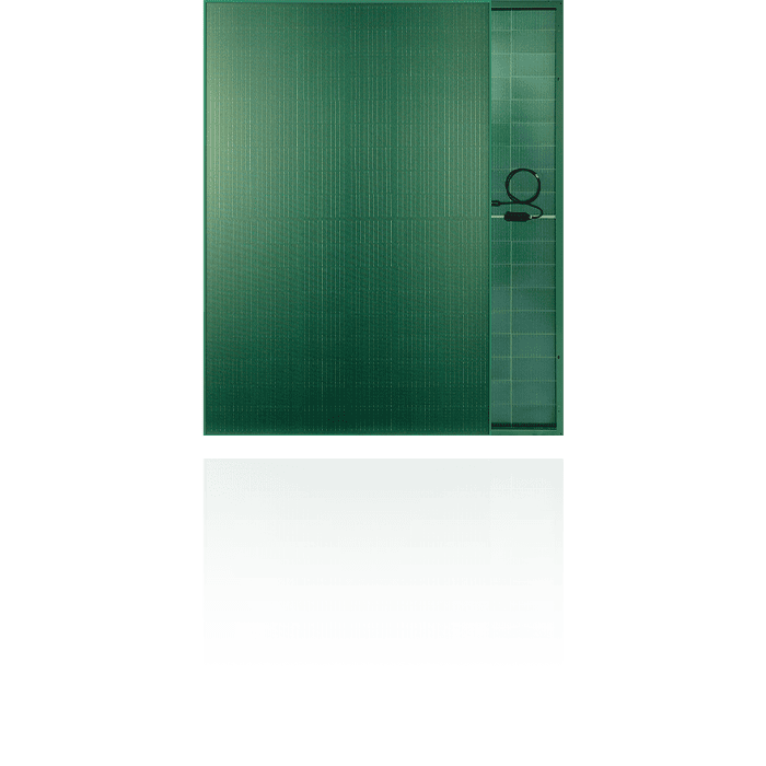 Grünes Photovoltaikmodul bei Spreewatt