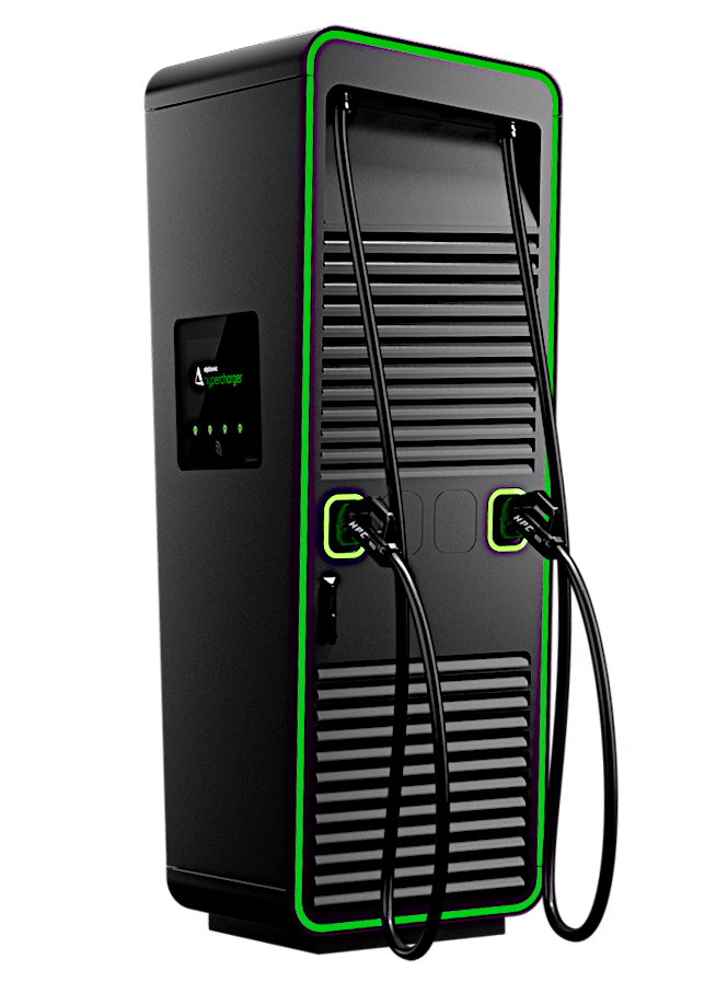 Alpitronic Hypercharger HYC400-3 mit 300kW 2x 3,5m Ladekabel und Sockel bei Spreewatt-1